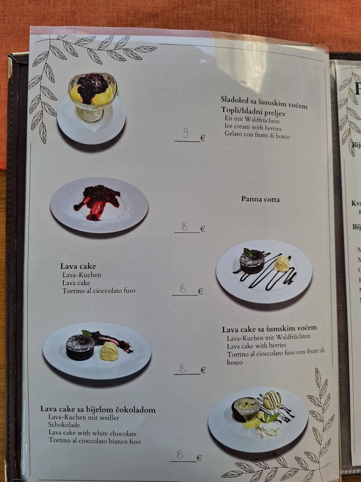 STEAK HOUSE INTRADE ROVINJ меню