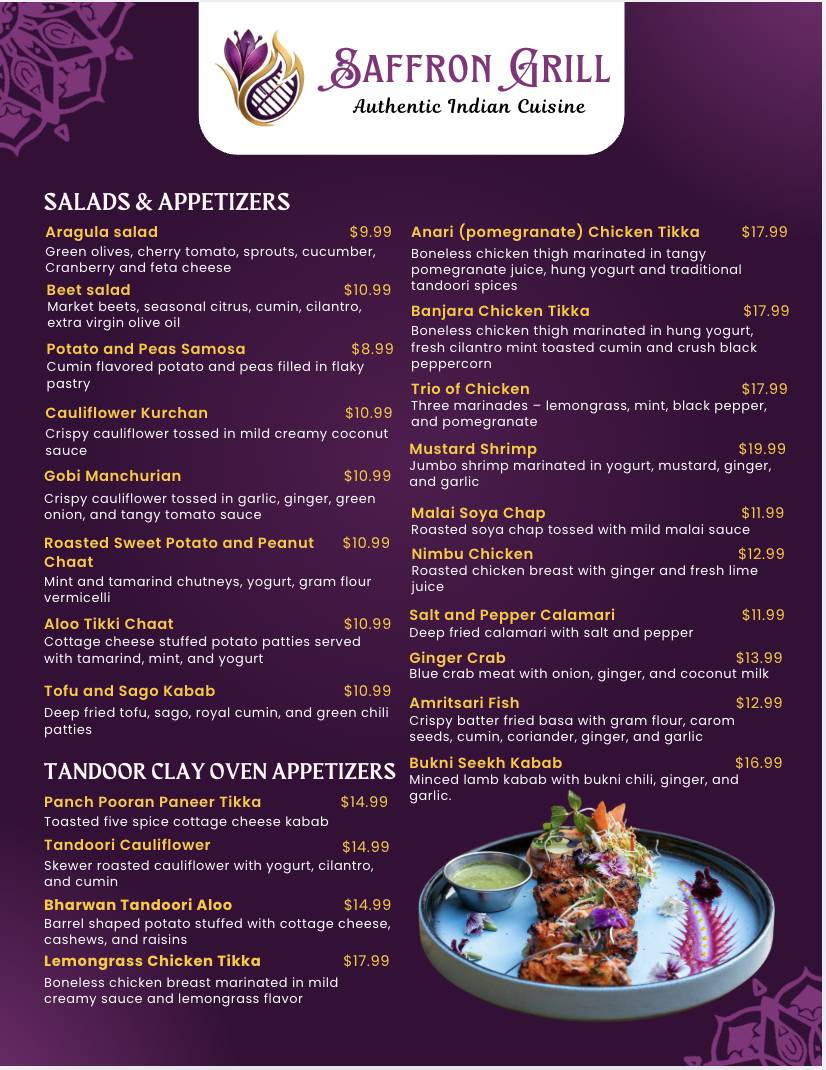 Saffron Grill меню
