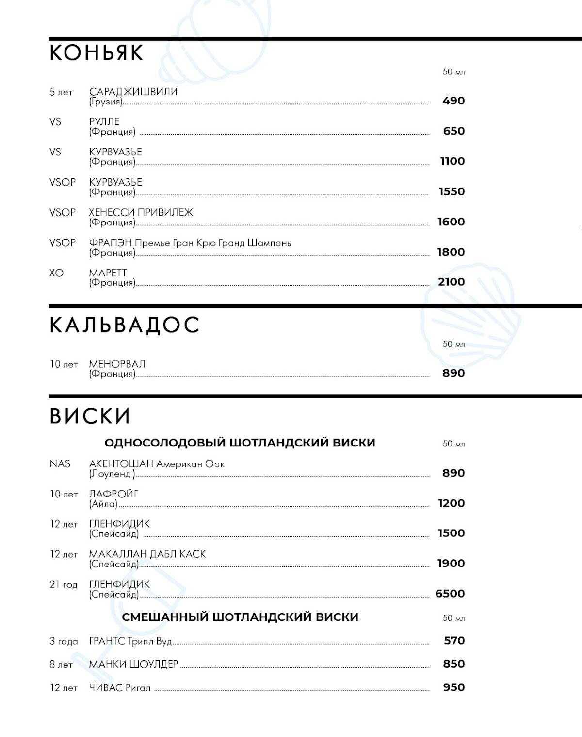 Чайка меню