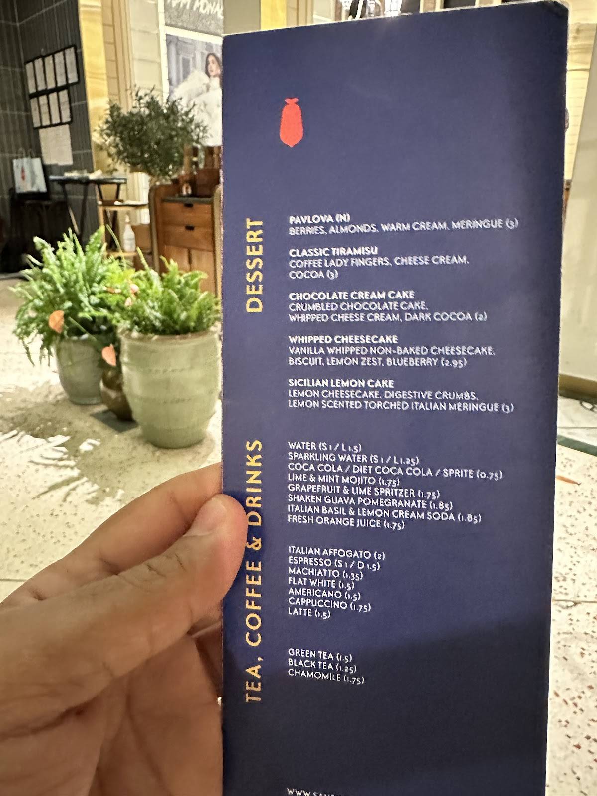San Ristorante меню