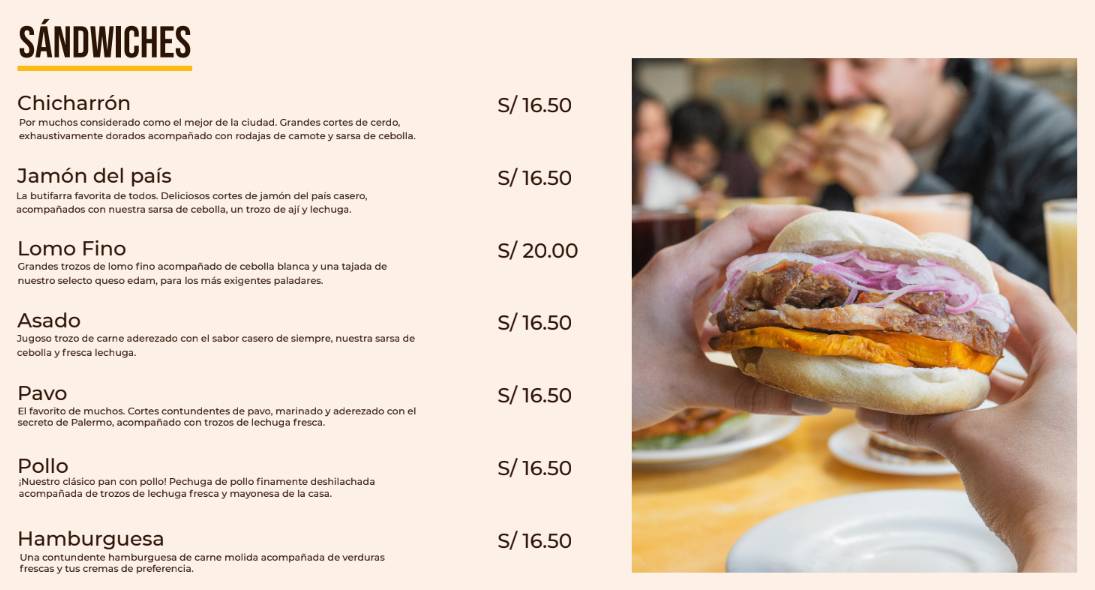 Sandwich Palermo Café меню