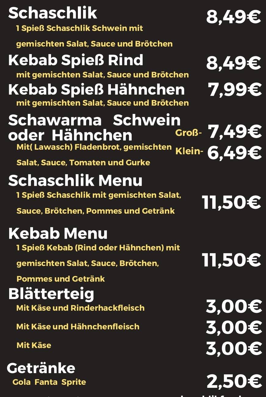 Schaschlik Food меню