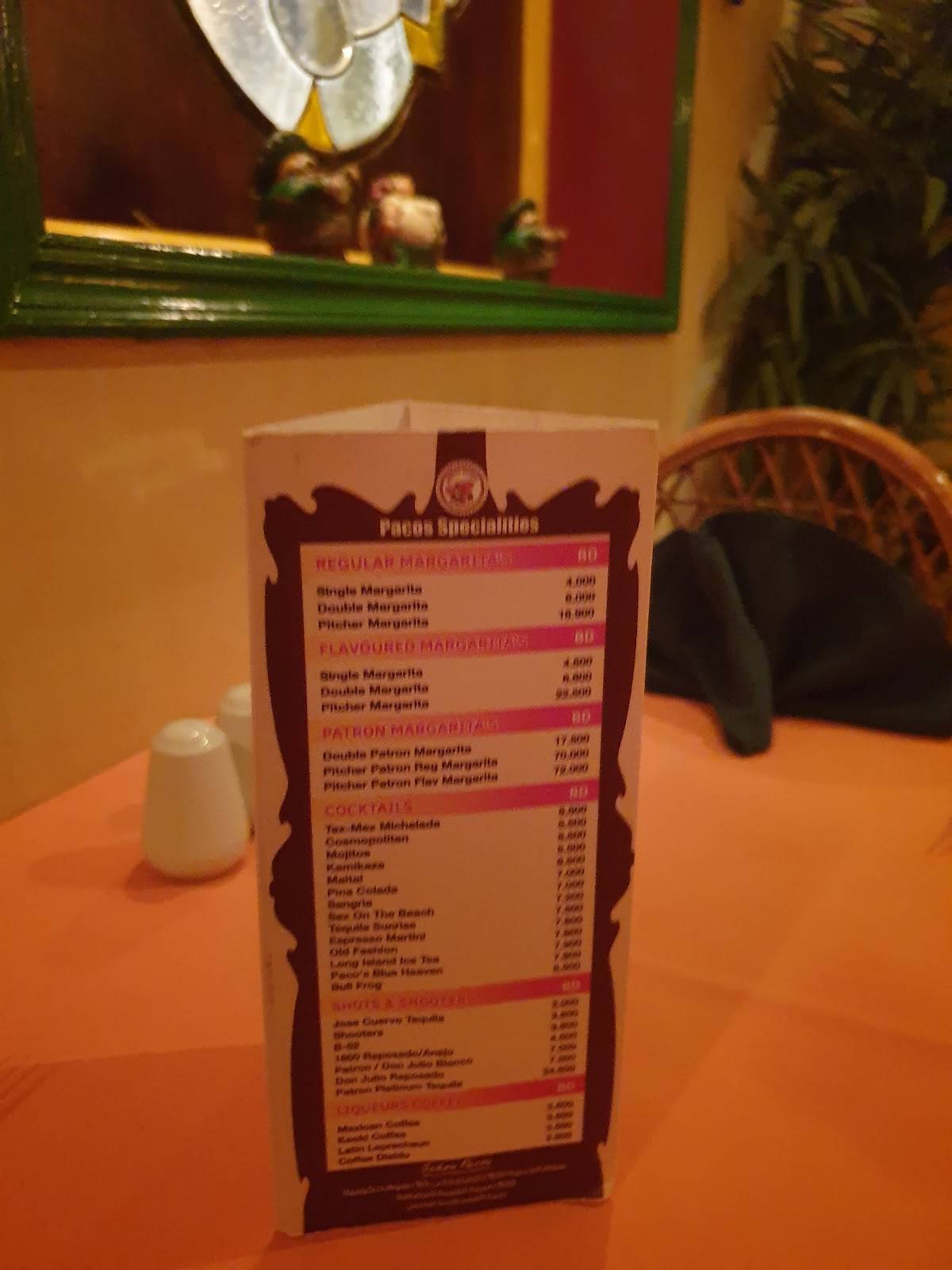 Señor Paco's меню