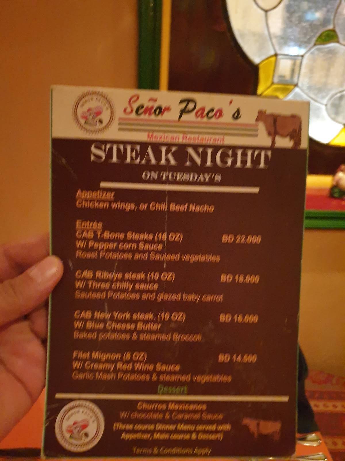 Señor Paco's меню