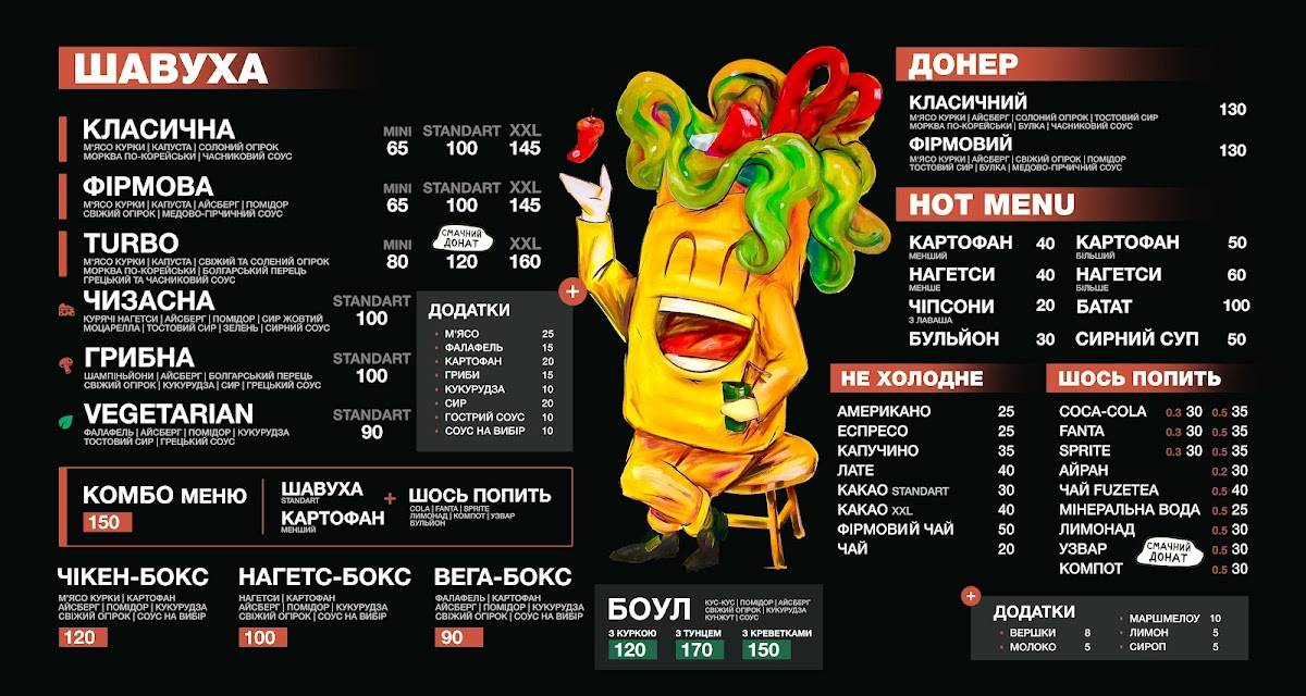 Шавуха меню