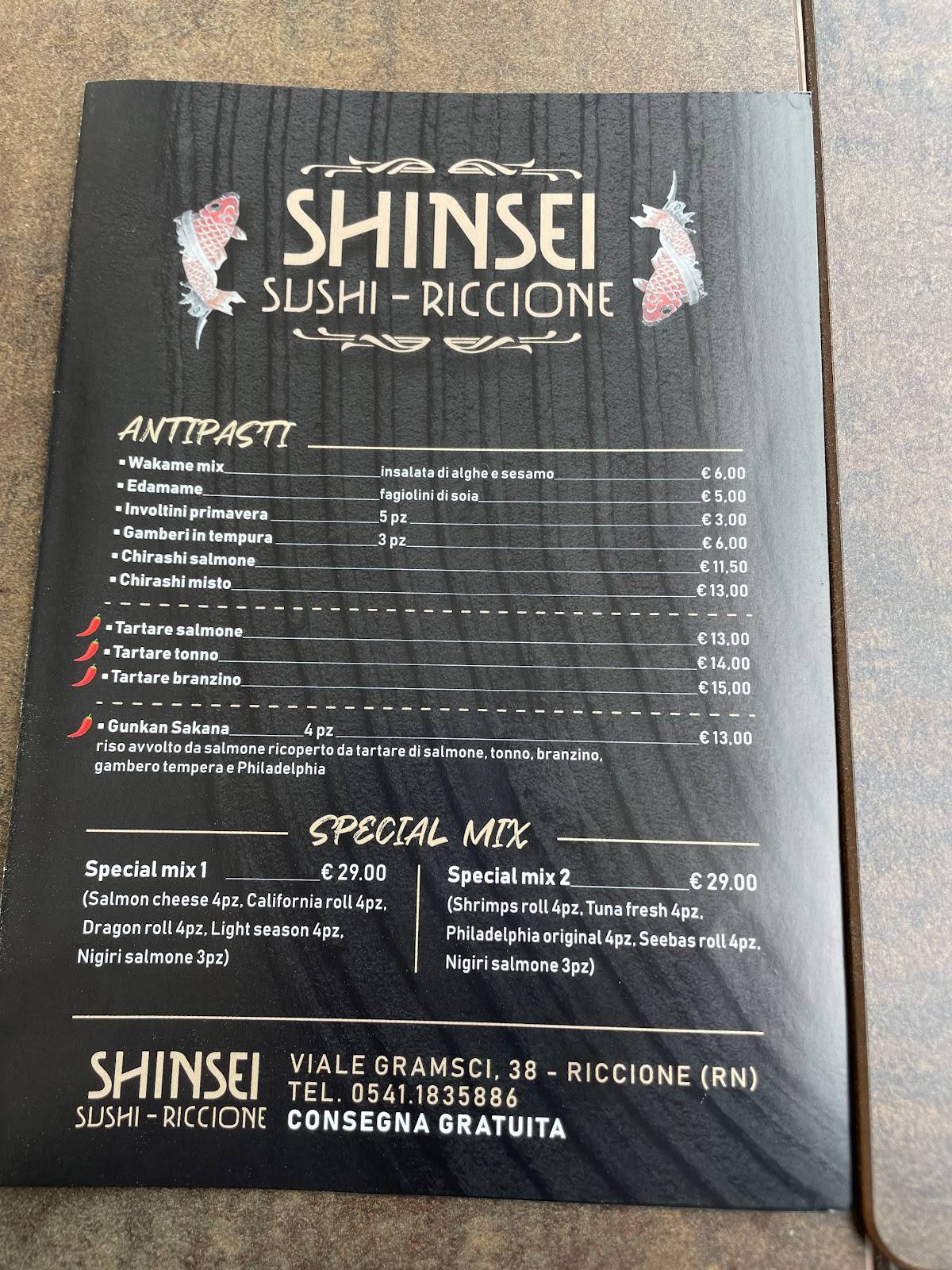 Shinsei Sushi Riccione меню