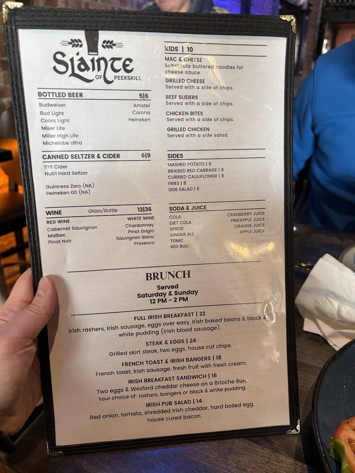 Slainte Peekskill меню