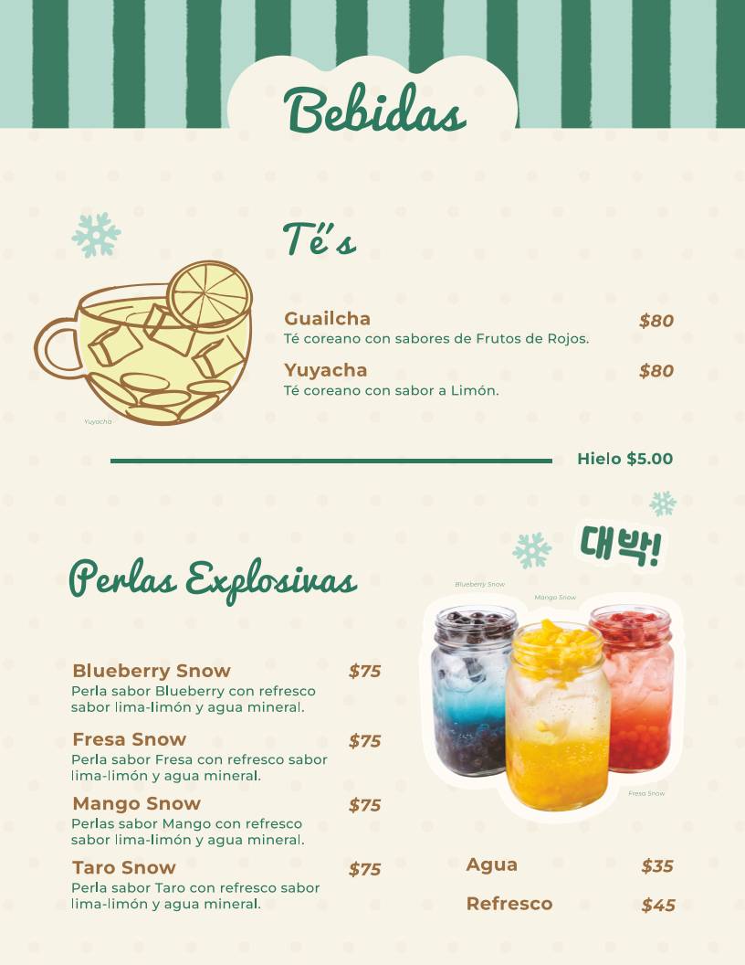 Snow Drop. Cafeteria Coreana меню