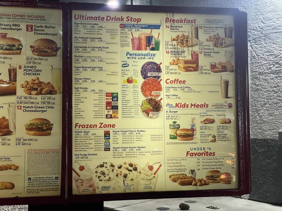 Sonic Drive-In меню