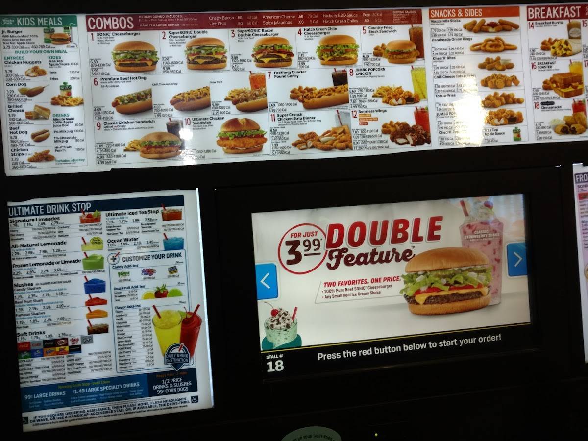 Sonic Drive-In меню