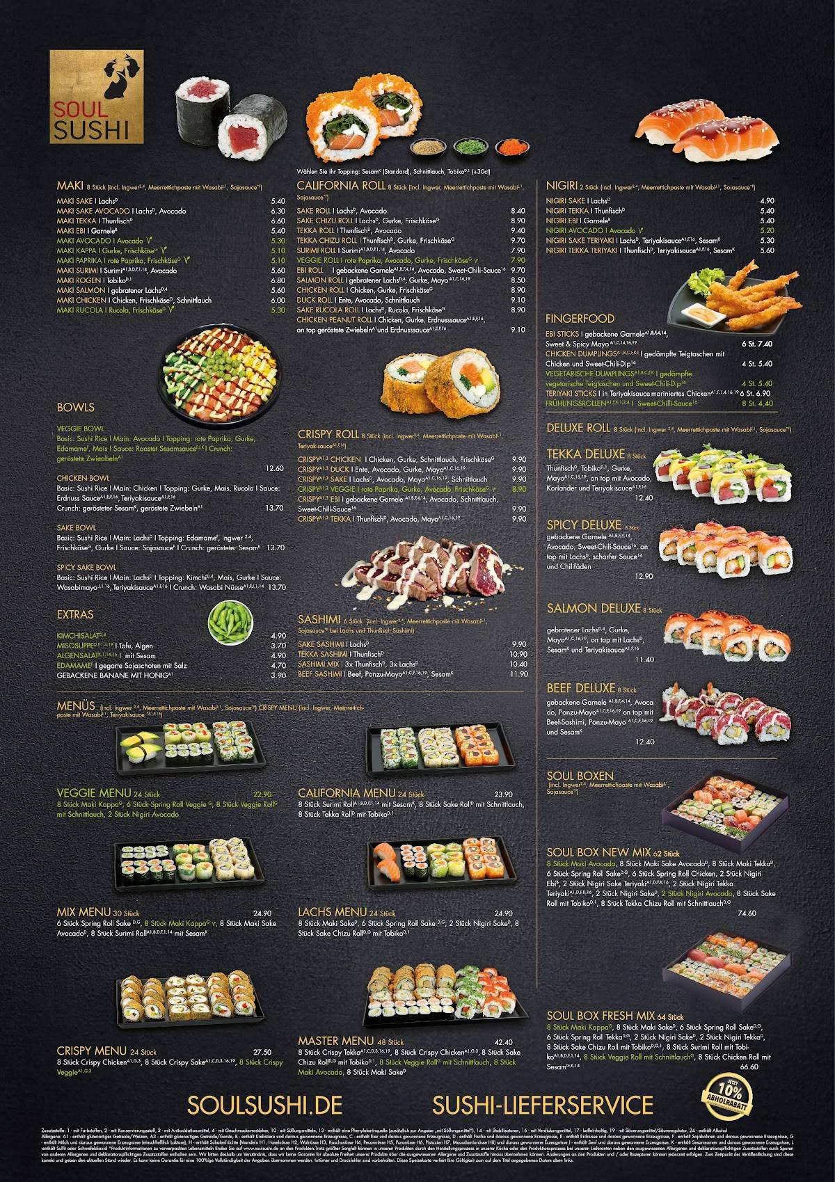 Soul Sushi Rellingen меню