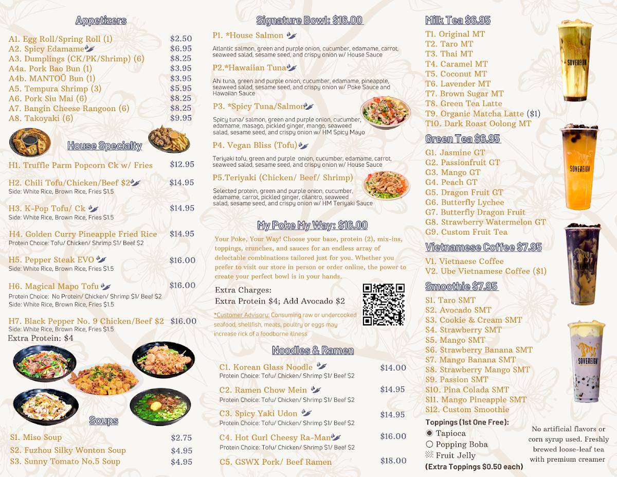 Sovereign: Poke, Boba, Asian Kitchen меню