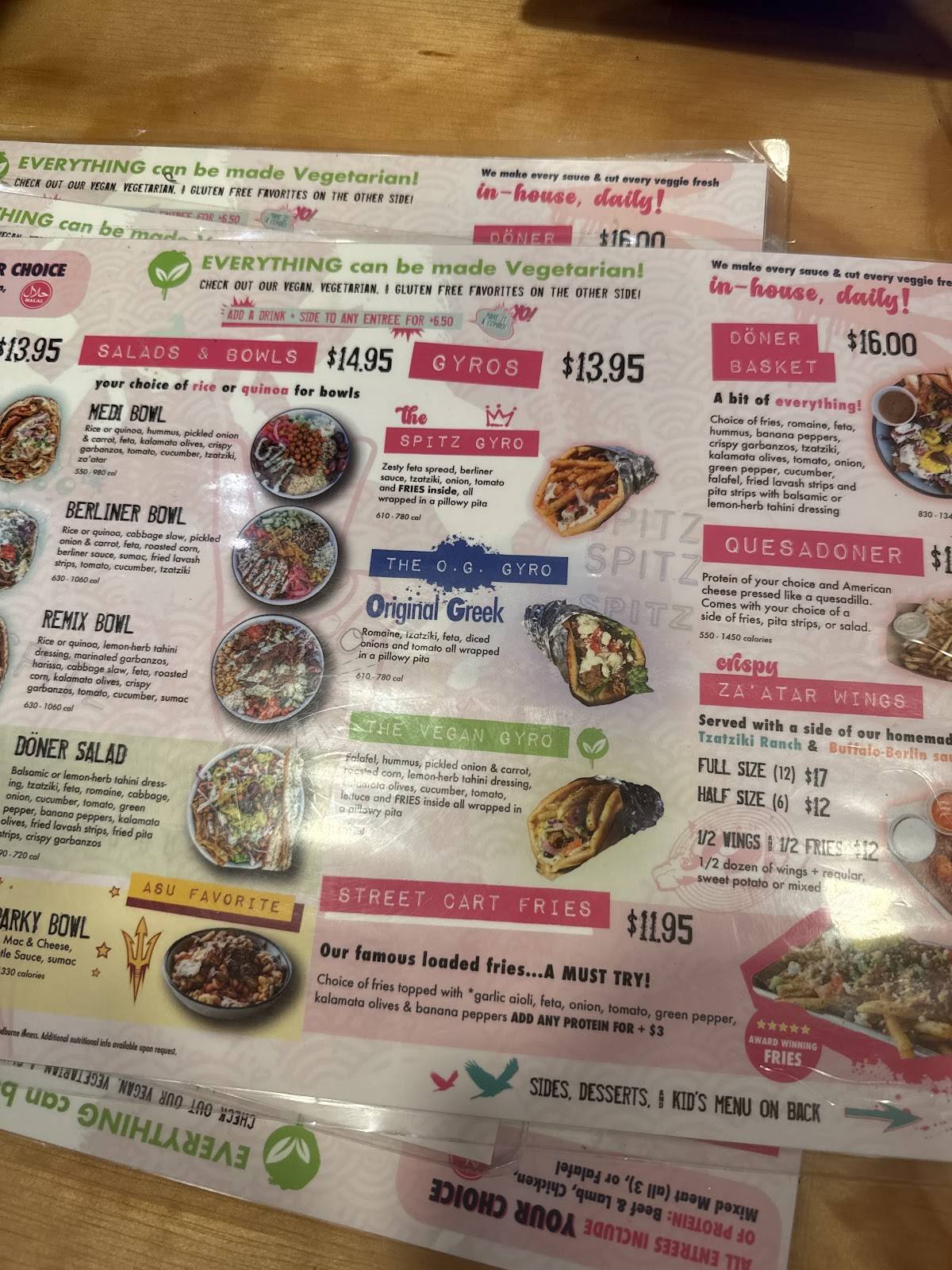 Spitz Restaurant - Tempe At ASU меню