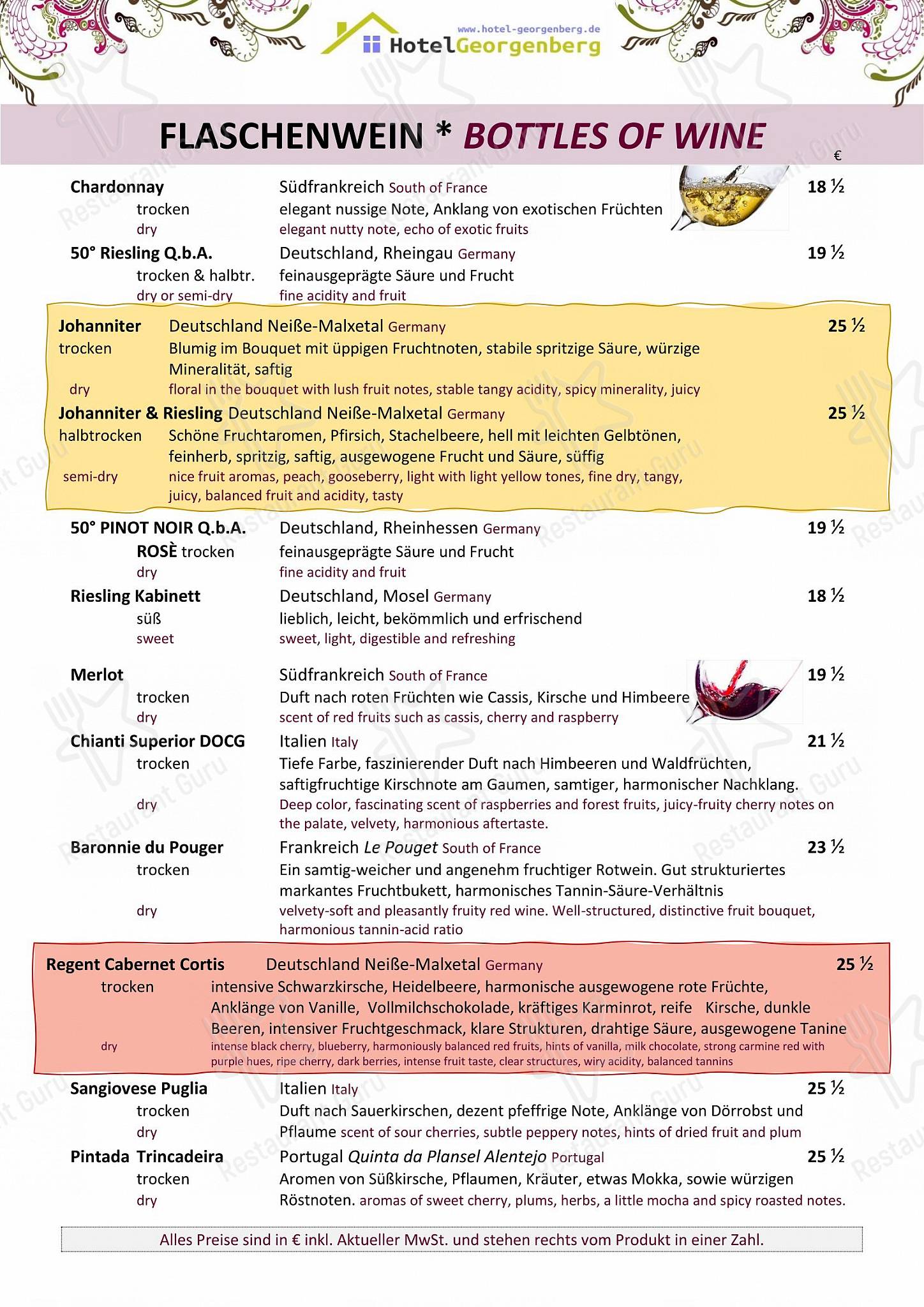 Restaurant & Hotel Georgenberg меню