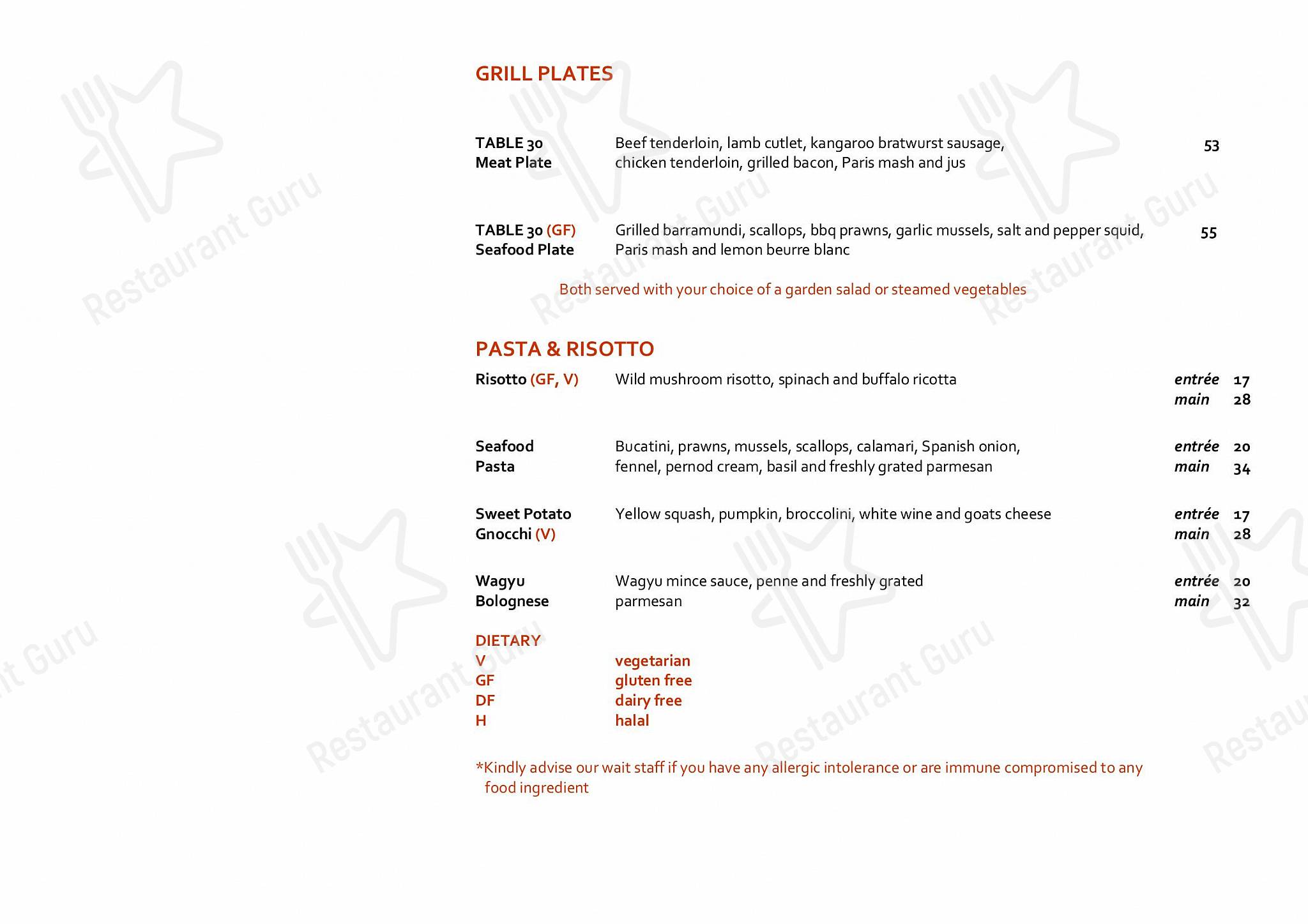 At Home Catering Menu паба и бара BAR30 & Bistro Parramatta
