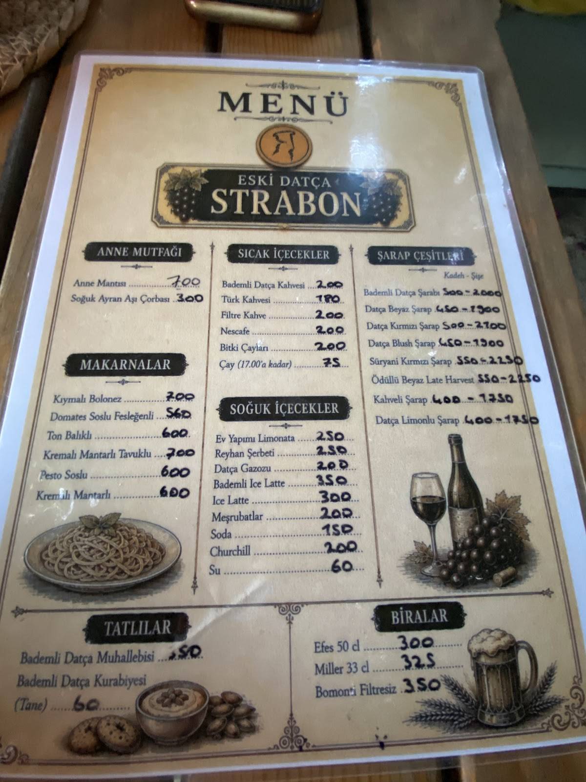 Strabon Eski Datça меню