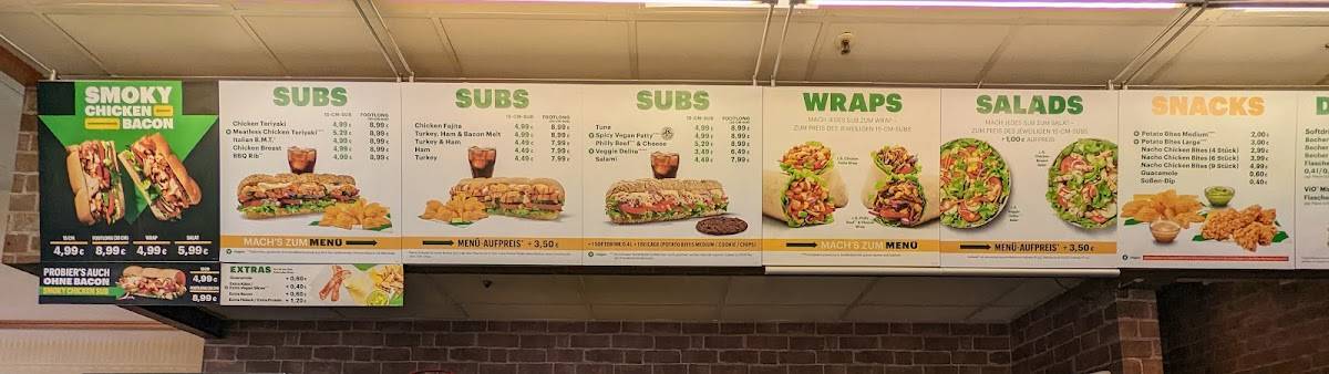 Subway меню