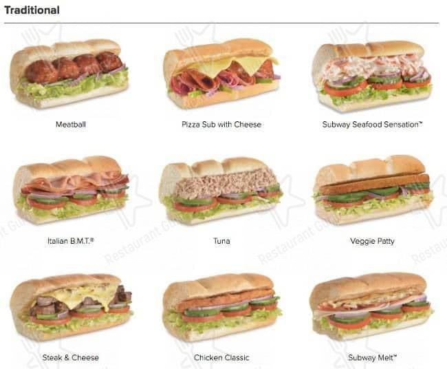 Subway Restaurant меню