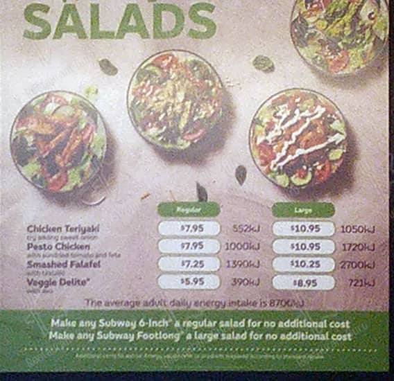 Subway Restaurant меню