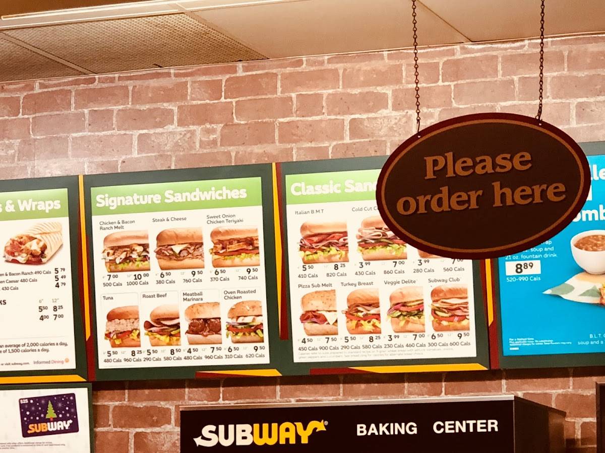 Subway меню