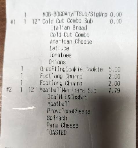Subway меню