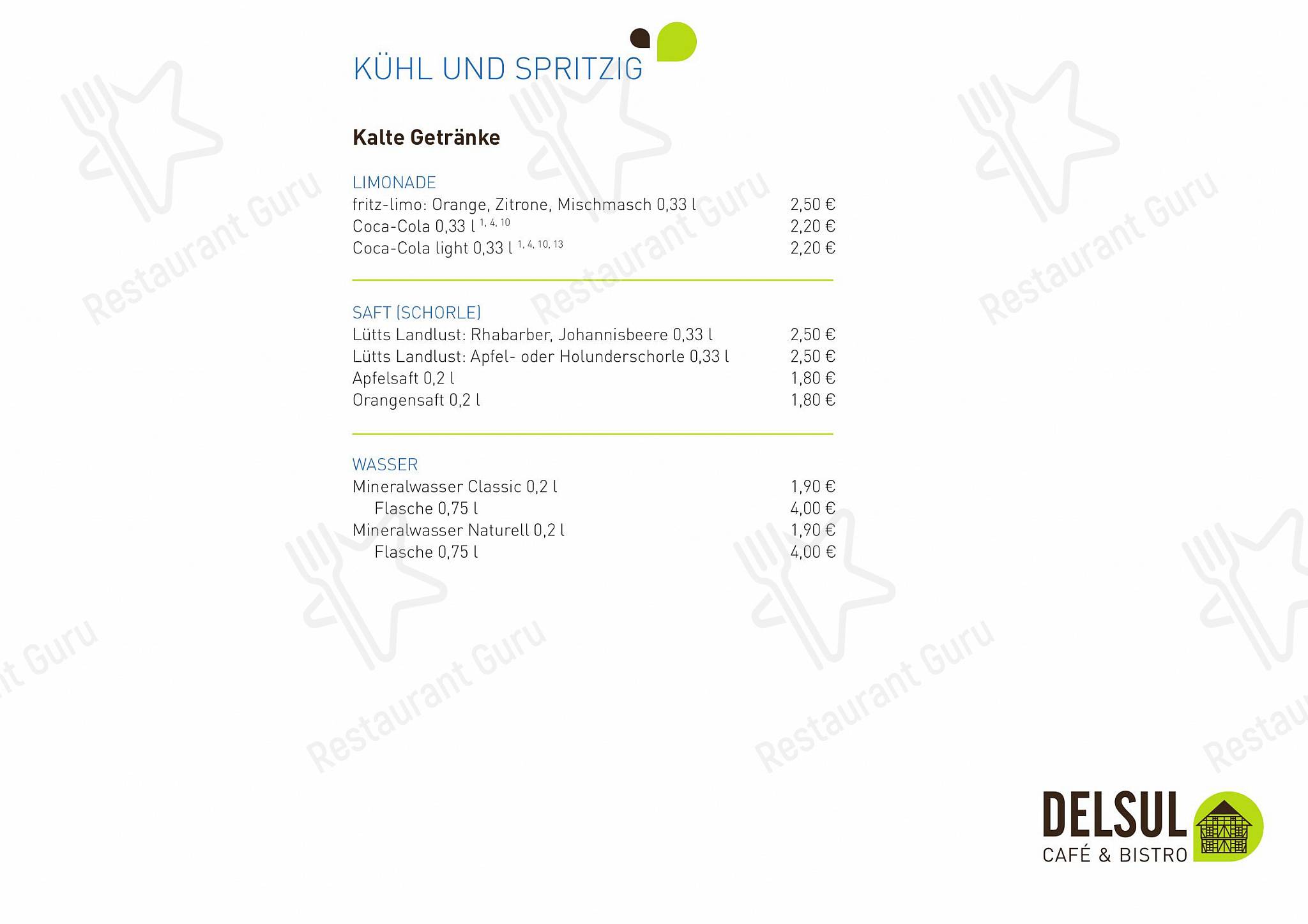 DELSUL - Café & Bistro в Зулингене - Main menu