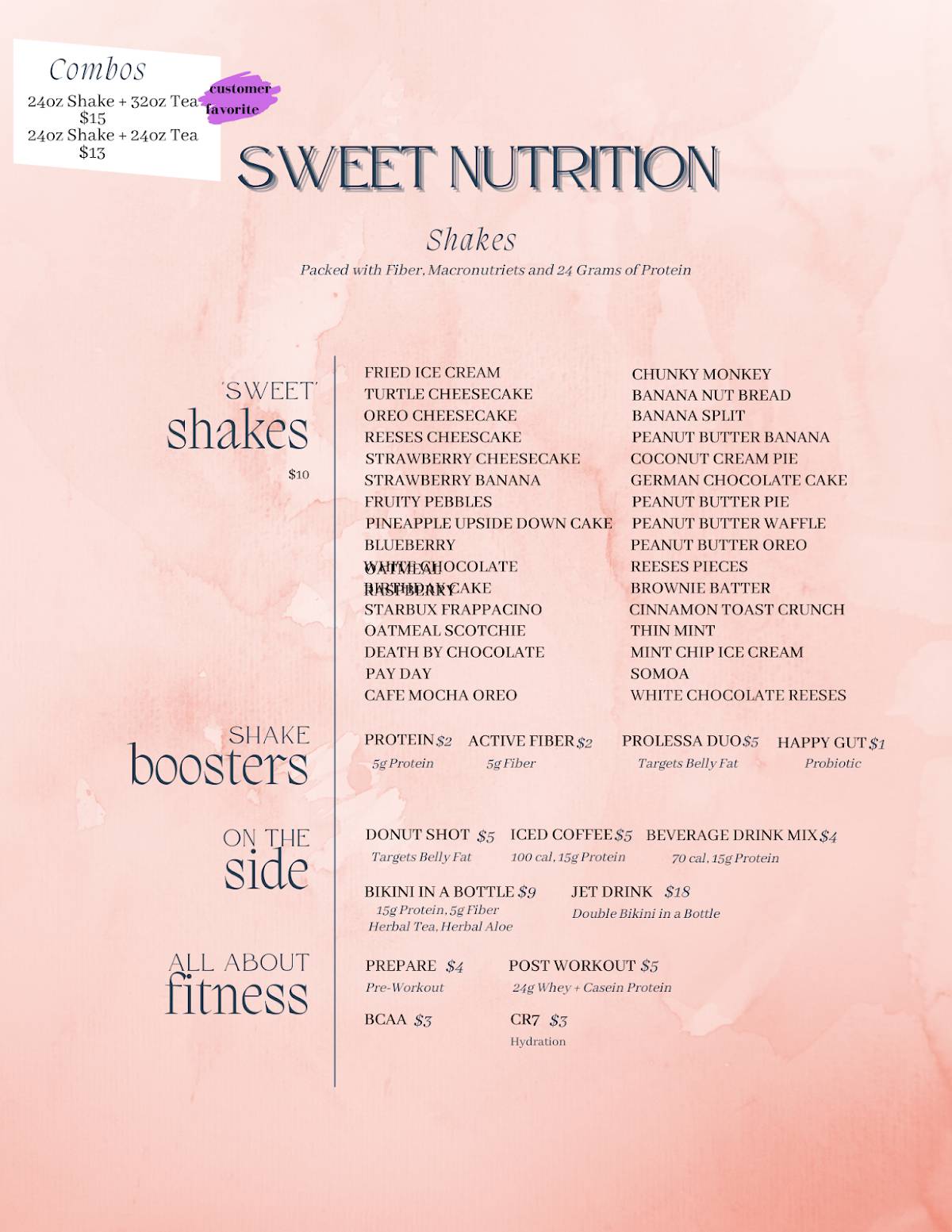 Sweet Nutrition меню