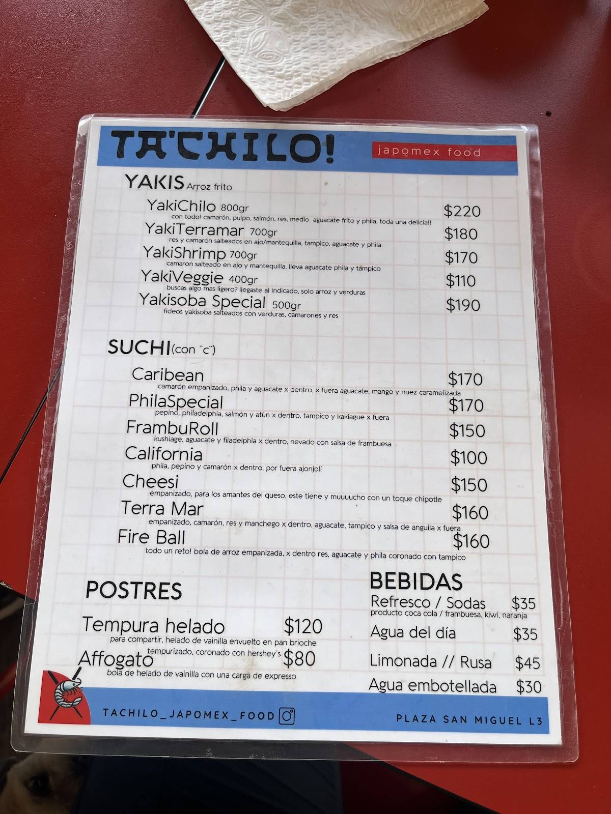 TaChilo! меню