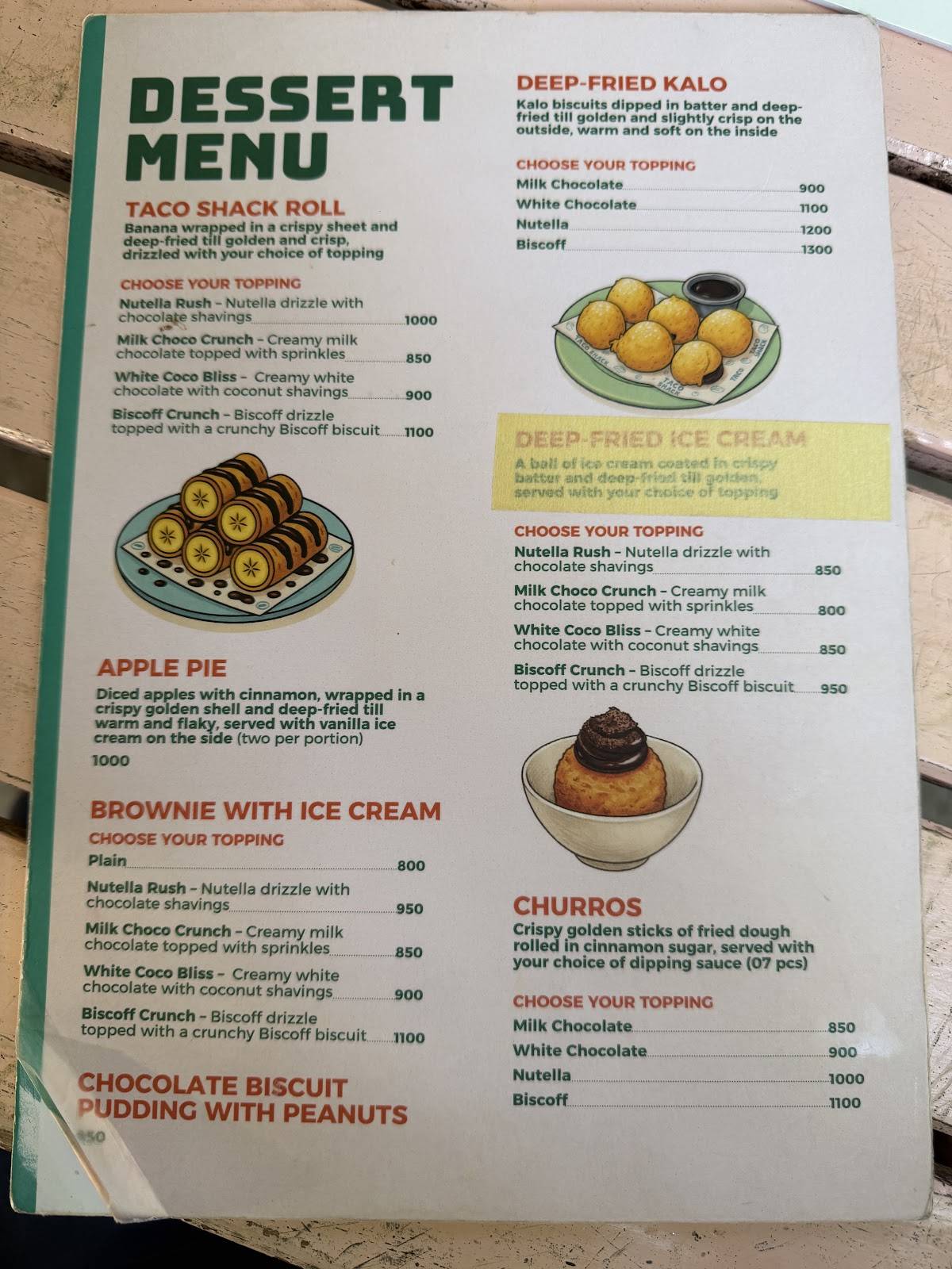 Taco Shack меню