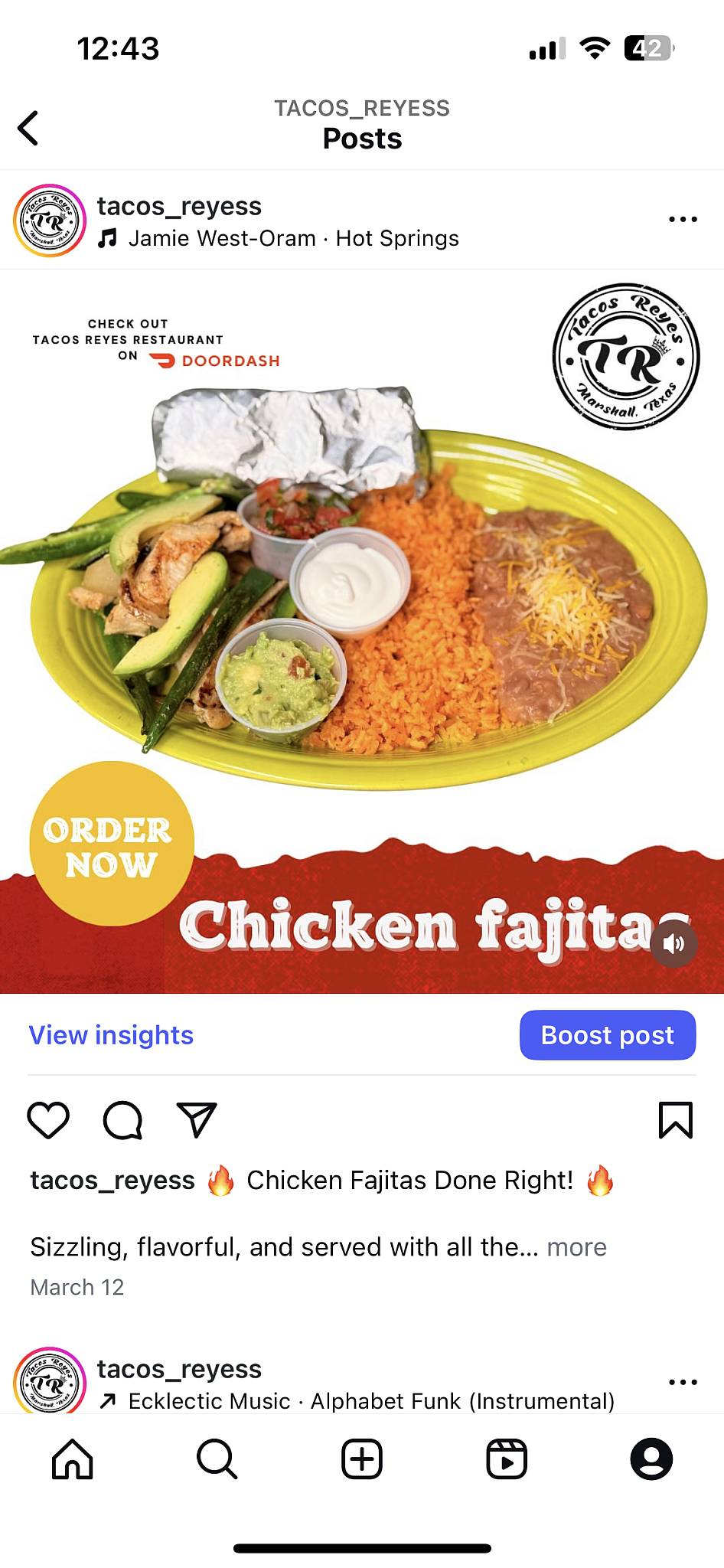 Tacos Reyes Restaurant меню