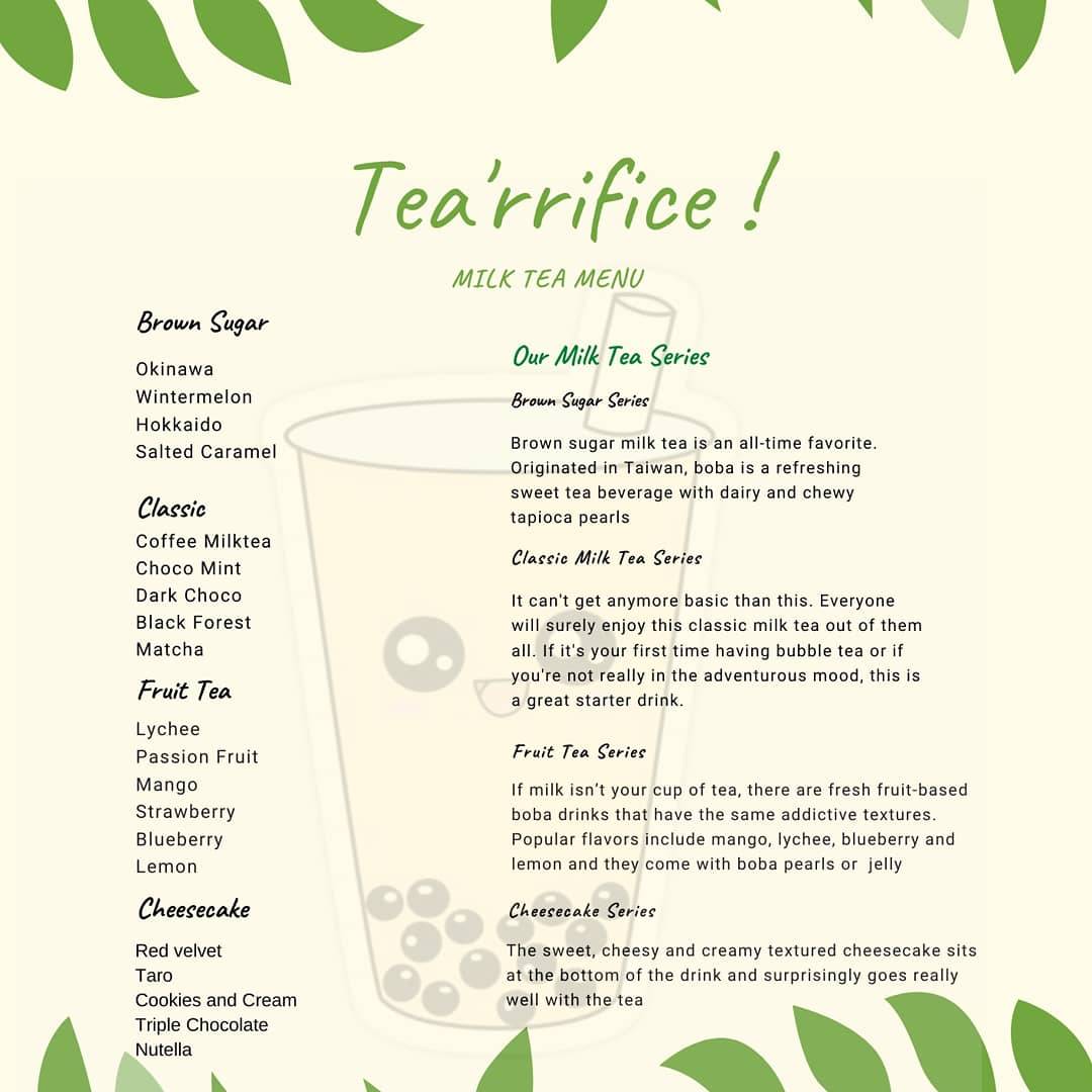 Tea'rrifice меню