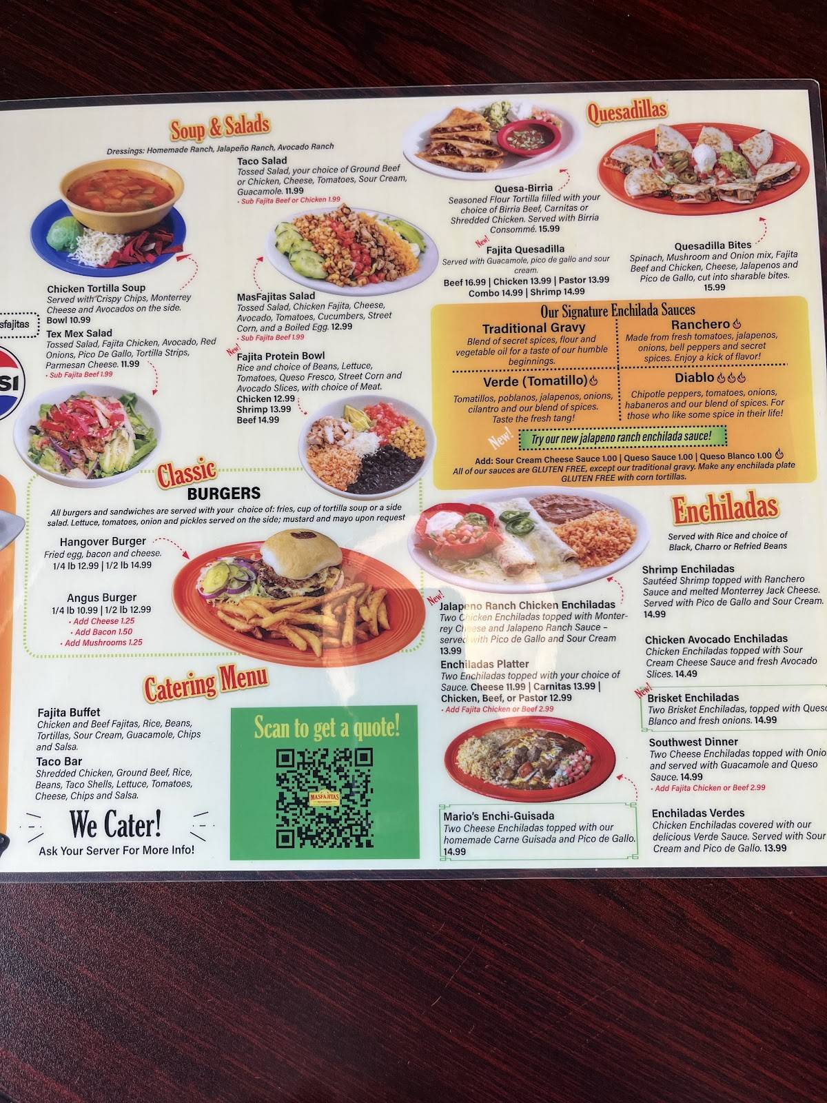 MasFajitas Mexican Restaurant меню