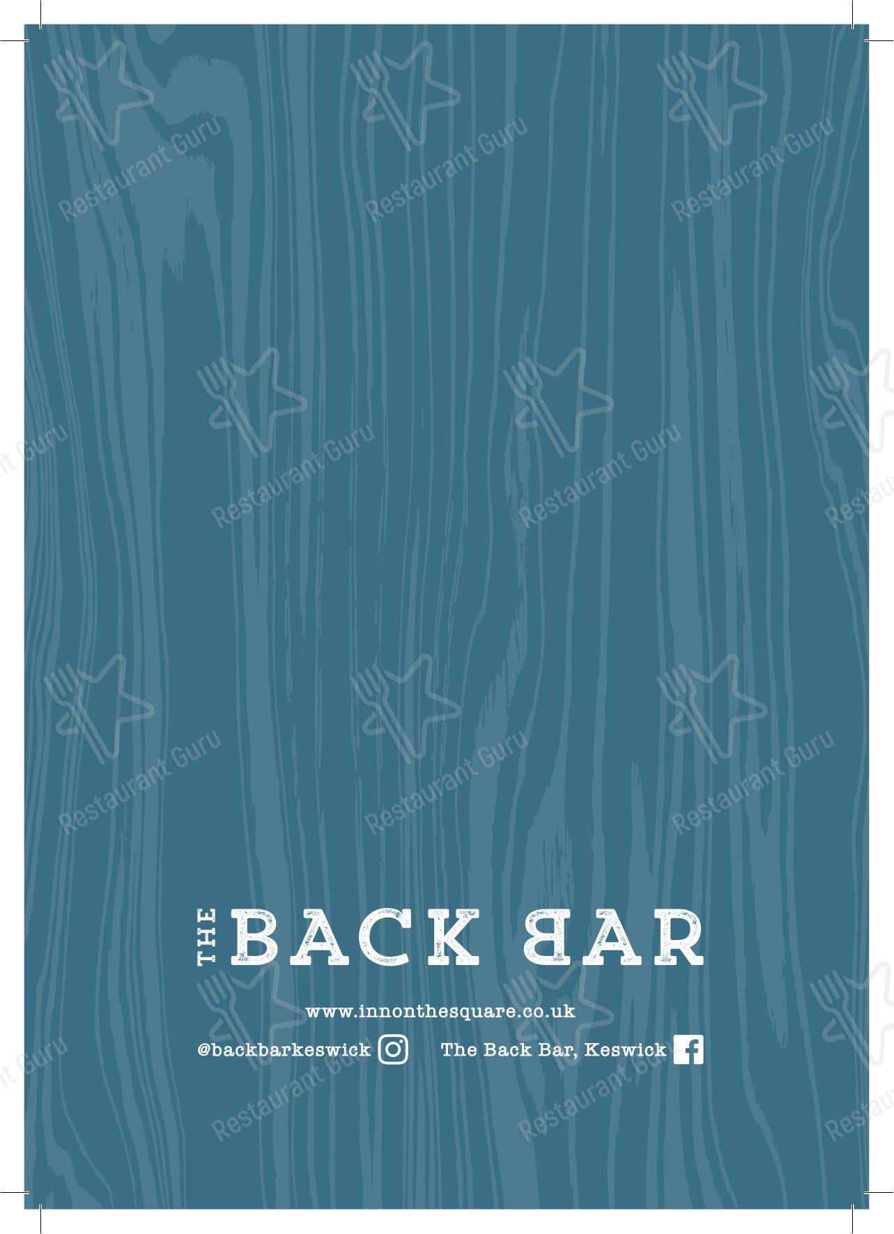 Меню The Back Bar, Keswick - блюда и напитки