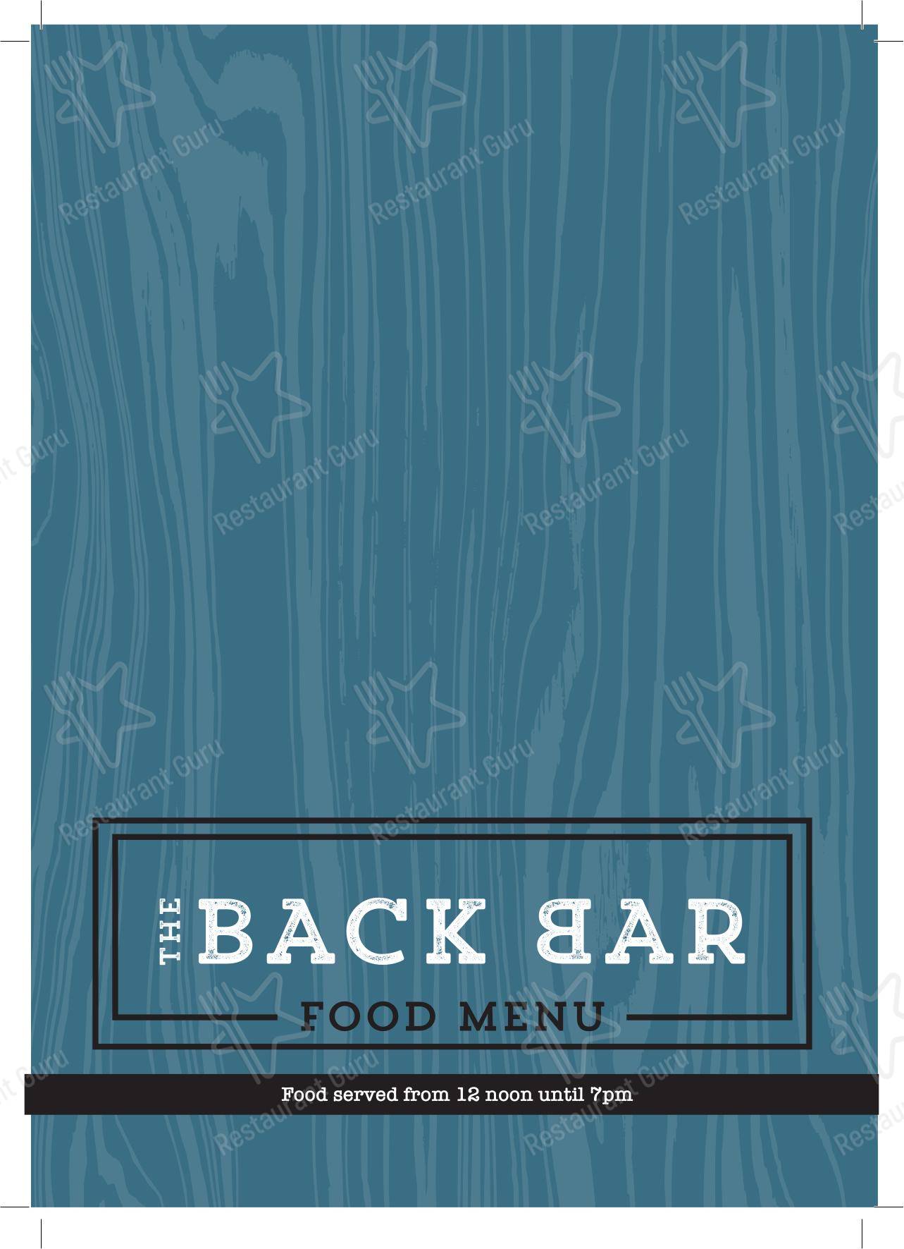 Меню для посетителей паба и бара The Back Bar, Keswick