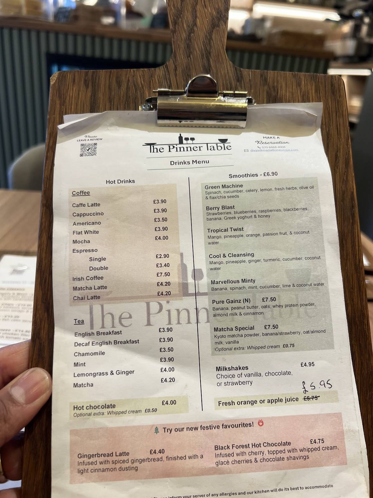 The Pinner Table меню