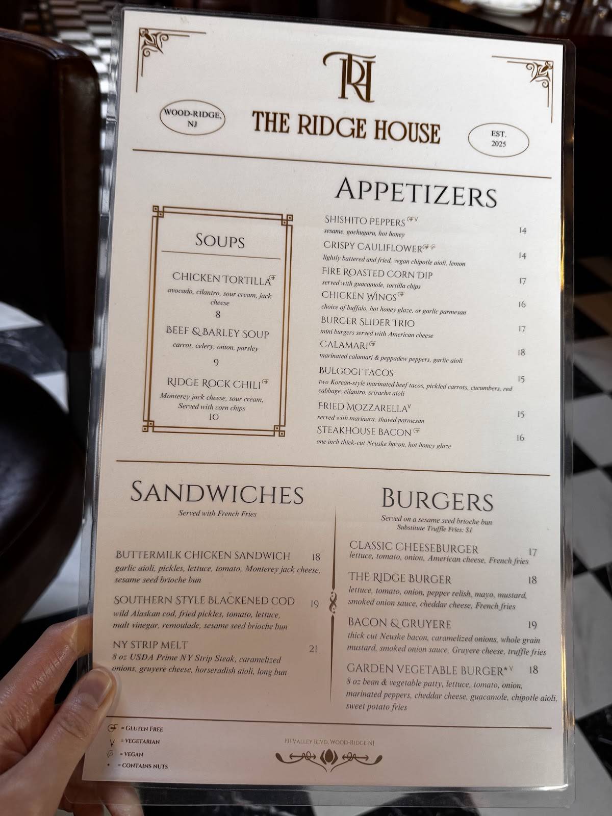 The Ridge House меню