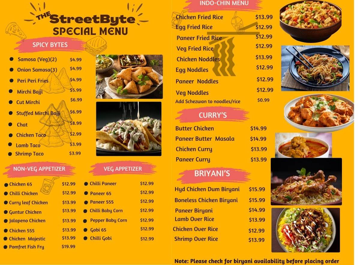 The Street Byte - Indian Food Truck меню