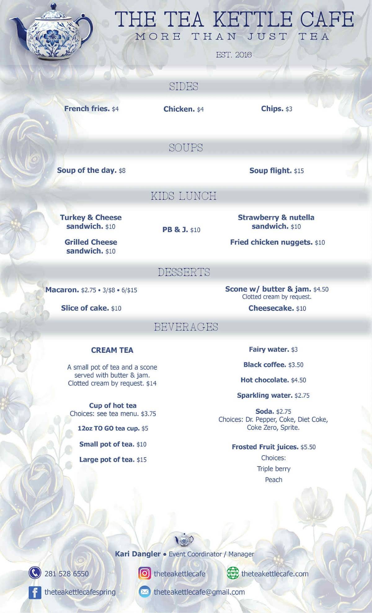 The Tea Kettle Cafe меню
