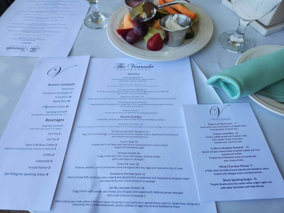 The Veranda Restaurant меню