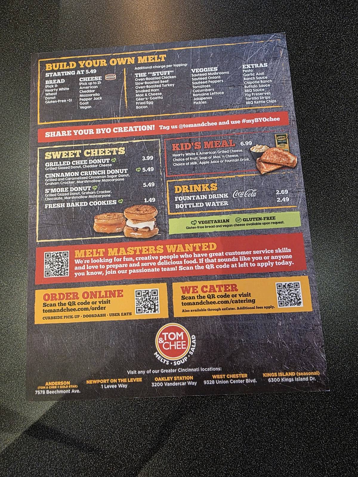 Tom & Chee меню
