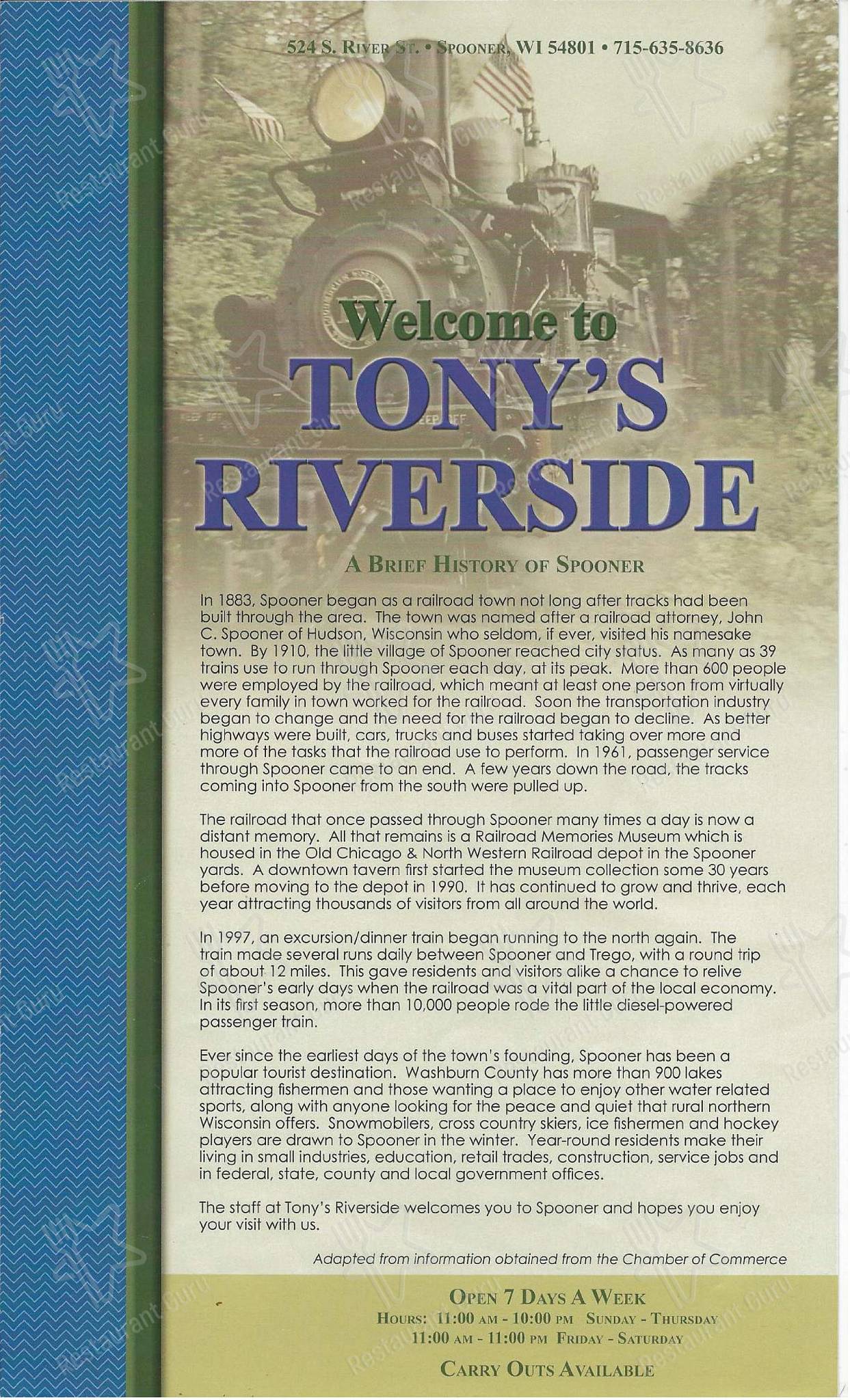 Меню пиццерии Tony's Riverside - Крафт меню