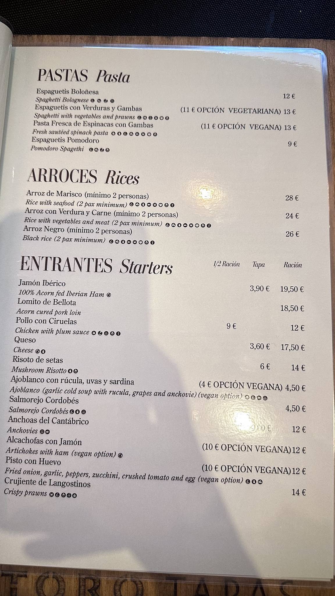 Toro Tapas Ronda меню