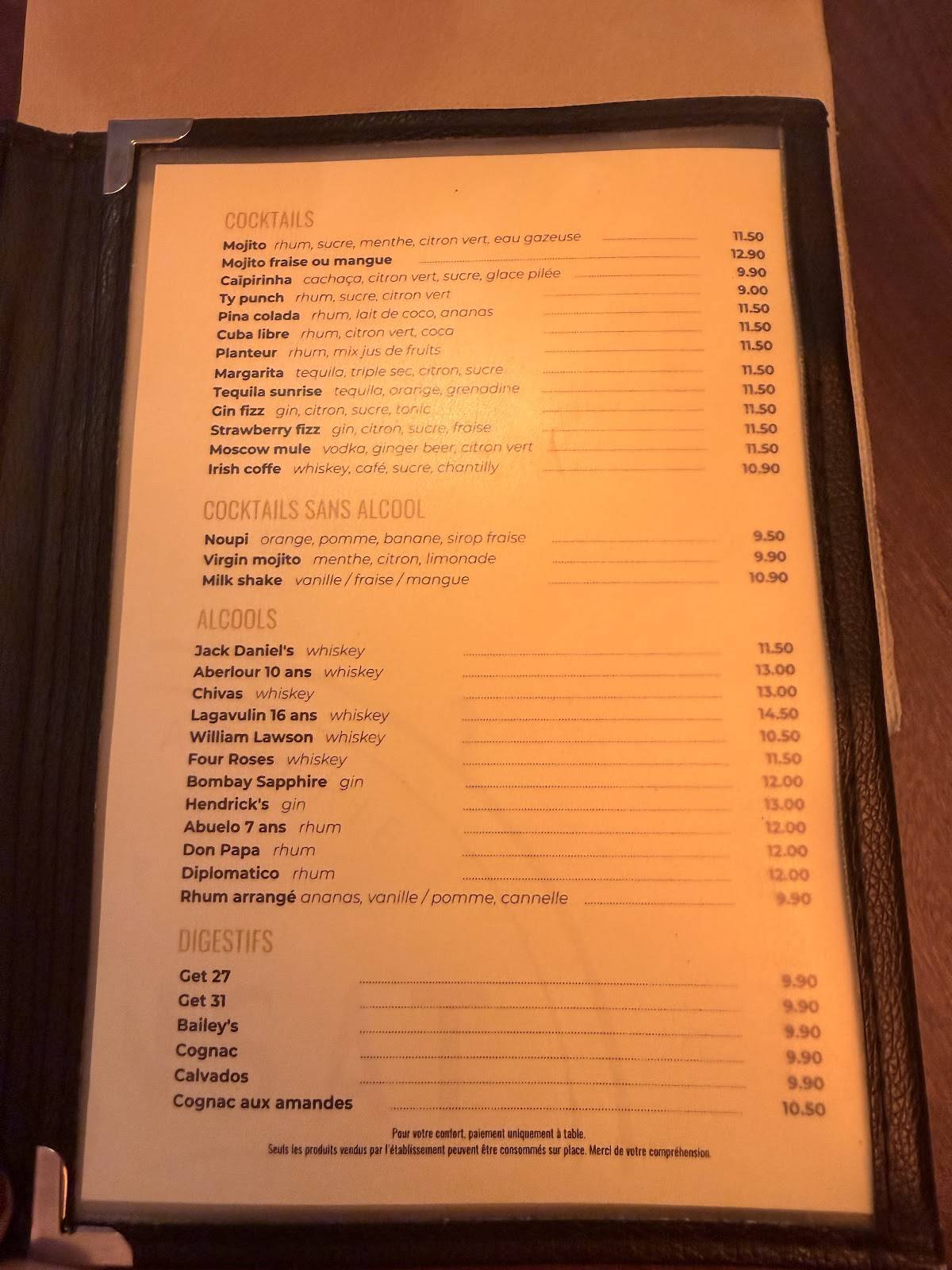 Transat Café меню