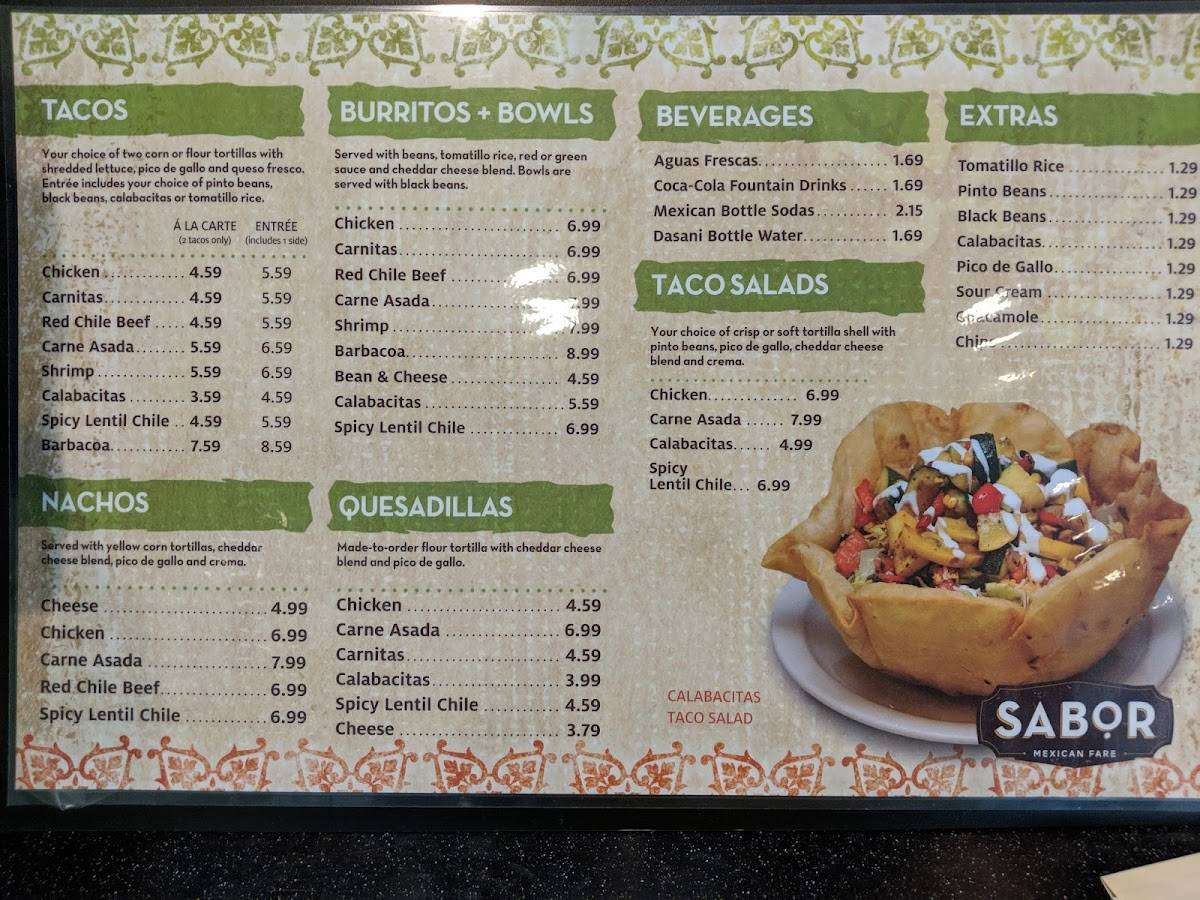 Sabor меню