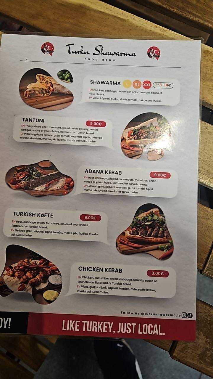 Turku Shawarma Purvciems меню