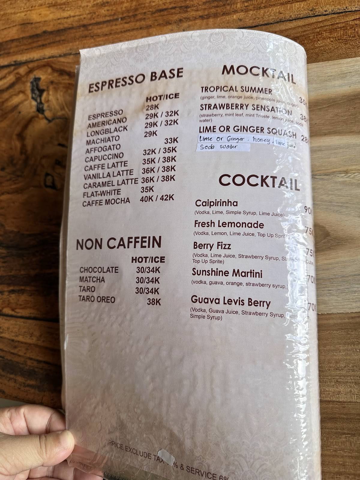 Garcon Ubud меню