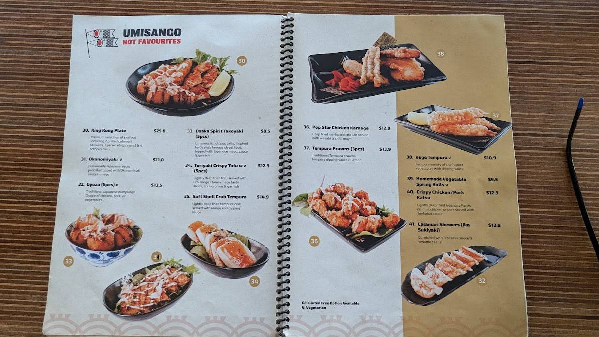 Umisango Anglesea меню