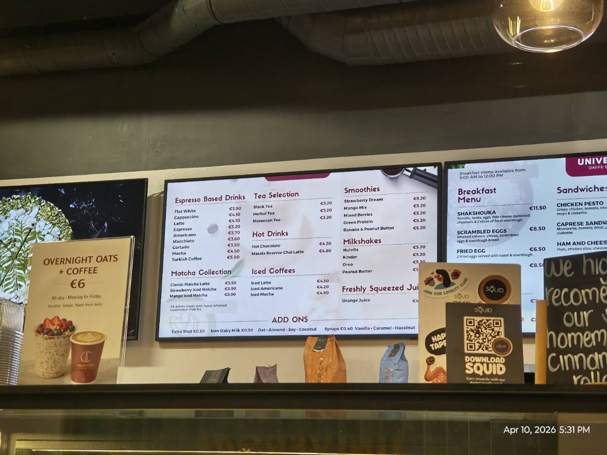Universal Caffè меню