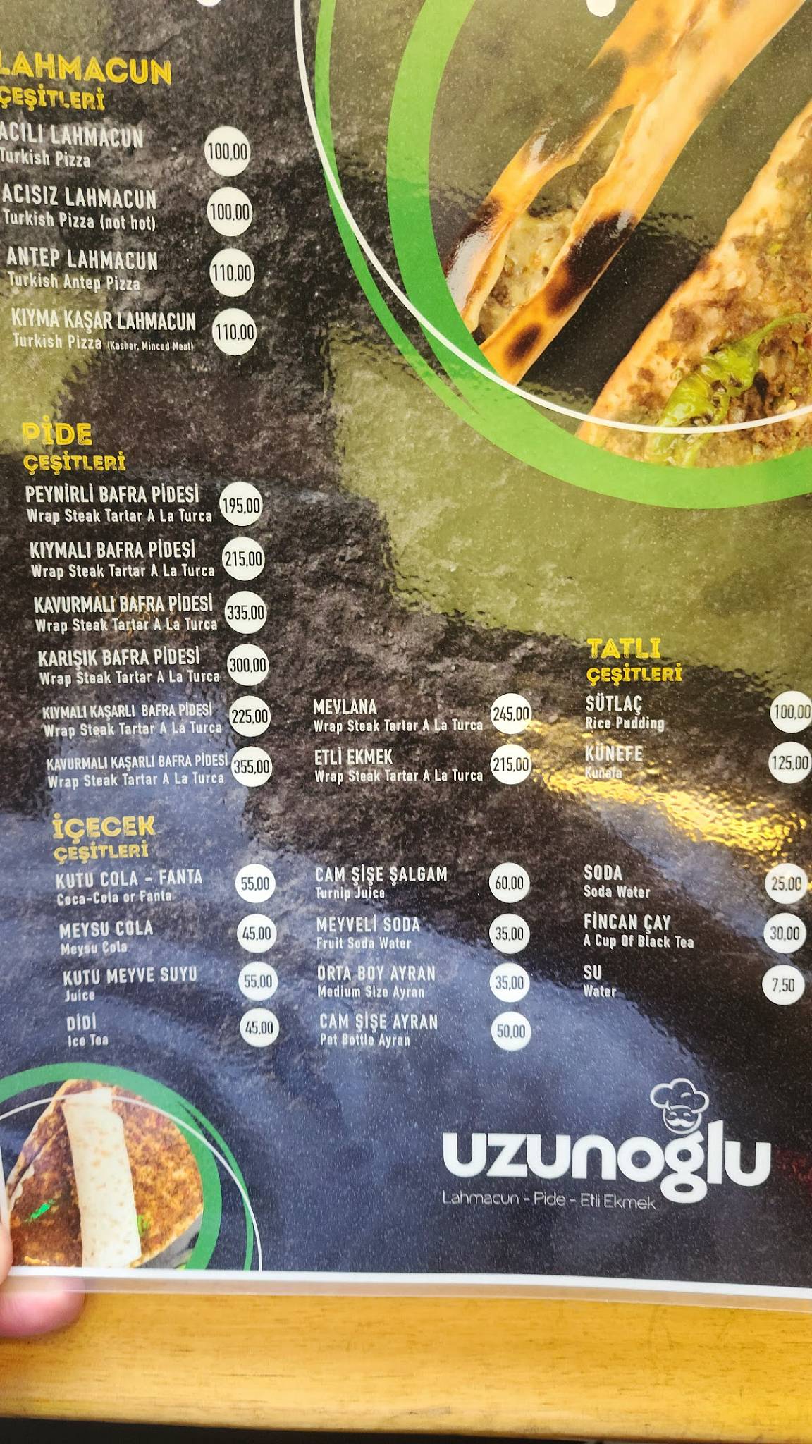 Uzunoglu Lahmacun меню
