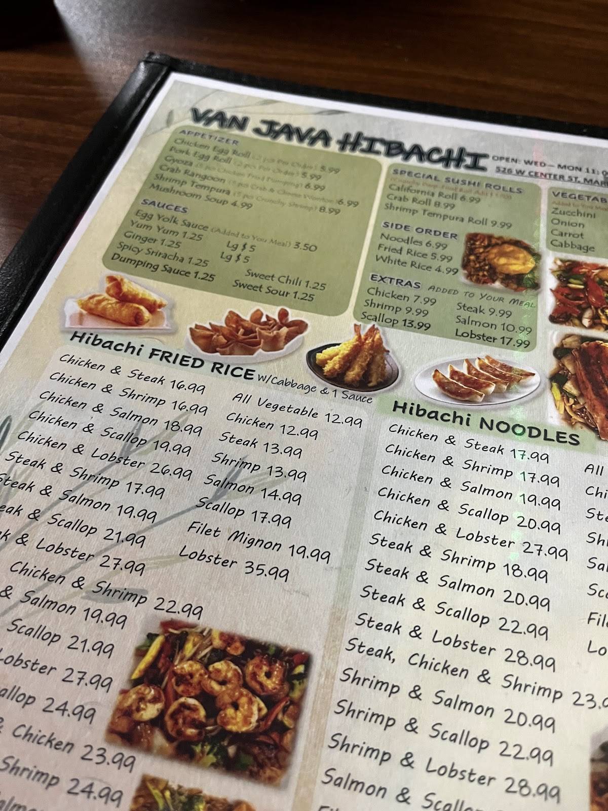 Van Java Hibachi Japanese • Ramen меню